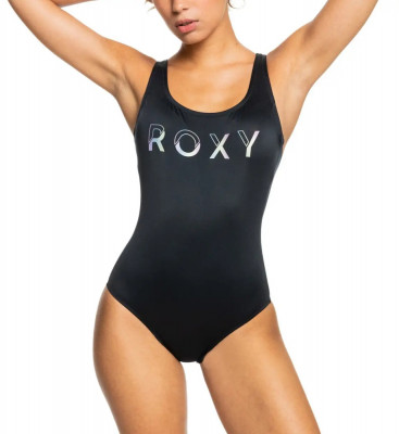 Costum de baie intreg, cu spatele gol, imprimeu logo, negru, dama, ROXY foto
