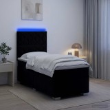Cumpara ieftin Pat boxspring cu saltea cu benzi LED Negru 80 x 200 cm Catifea