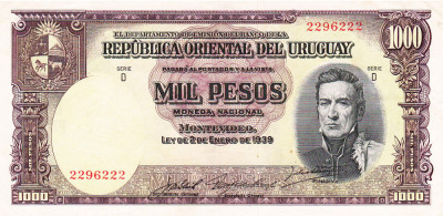 Uruguay 1000 1 000 Pesos 02.01.1939 P-41 Seria 2296222 foto