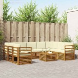 vidaXL Seturi de canapele 10 pcs Natural și Crem Lemn Solid de Acacia 3375500