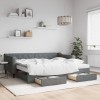 VidaXL Pat de zi cu extensie și sertare, gri &icirc;nchis, 90x200 cm textil 3197481
