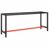 VidaXL Cadru banc de lucru, negru mat/roșu mat, 190x50x79 cm, metal
