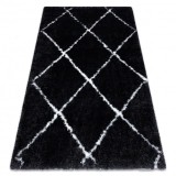 Covor FLUFFY 2373 shaggy spalier - antracit / alb, 160x220 cm, Dreptunghi, Poliester