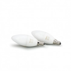 Set Becuri LED inteligente Philips Hue, Wireless, 6 W, 470 Lumeni, 6500 K reglabil, E14, android, iOS, 2 bucati foto