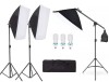 Kit de 3 softboxuri cu macara ajustabila, 3 trepiezi reglabili 200 cm, 3 becuri 85W, geanta de transport inclusa, Dactylion
