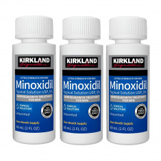 Solutie Kirkland Minoxidil 5%, tratament impotriva caderii parului, 3 luni, barba, scalp, alopecie