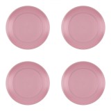 Set farfurii 4 piese pentru fructe, din plastic, culoare roz pudrat, diametru 20 cm