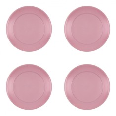 Set farfurii 4 piese pentru fructe, din plastic, culoare roz pudrat, diametru 20 cm