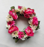 Coroniță cu flori din material textil, Sweet Pink, nouă