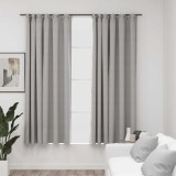 VidaXL Draperii opace aspect p&acirc;nză, cu c&acirc;rlige, 2 buc, gri, 140x175 cm