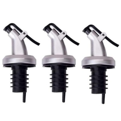 Set 3x Dop cu picurator pentru sticle de alcool, otet, ulei, 8.5 x 3 cm, plastic cauciuc, negru argintiu foto