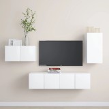 vidaXL Set dulapuri TV, 4 piese, alb, lemn prelucrat