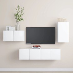 vidaXL Set dulapuri TV, 4 piese, alb, lemn prelucrat 3078677