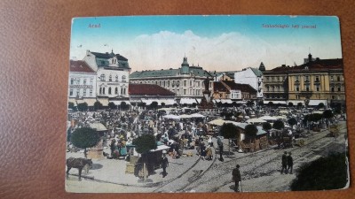 Carte postala, Arad Piata, inceput de secol XX foto