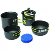 Set Vase Camping Pinguin Double Alu 4 Piese, Aluminiu Anodizat, 1.5L/1L/750ml/500ml, Ușor &amp; Durabil
