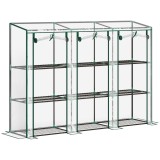 Outsunny Seră de grădină cu rafturi la 3 niveluri, seră de balcon cu 3 uși rulante cu fermoar, 215 x 46 x 151 cm, verde | Aosom Romania