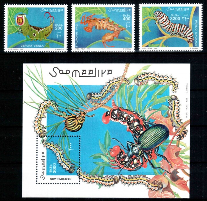 Somalia 1999, Mi #754-756 + Bl 61**, omizi, serie + colita, MNH, cota 23 &euro;!