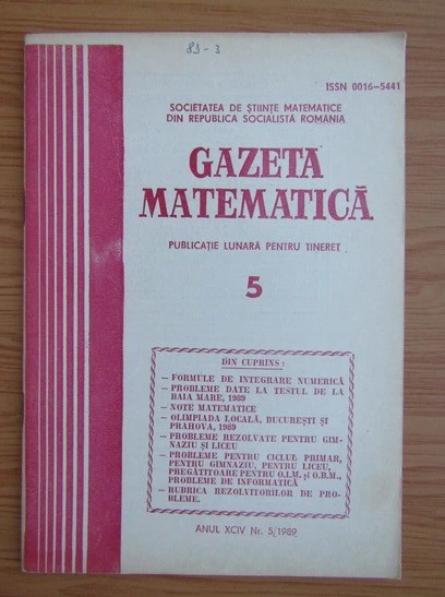 Gazeta matematica nr. 5 / 1989