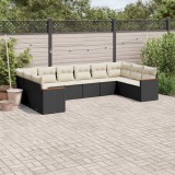 vidaXL Set canapele de grădină cu perne, 10 piese, negru, poliratan 3258724