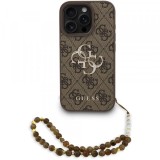 Husa pentru Apple iPhone 16 Pro, Guess, 4G Classic Logo with Strap, Maro