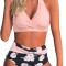 Costum de baie pentru femei Adigaber, 2 piese, slip cu talie inalta, roz, M - OUTLET