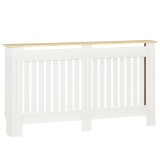 Mobilier Calorifer din PAL cu aspect de Lemn si MDF, Panouri sub forma de Lamele si Raft Superior, 152x19x83cm, Alb HOMCOM | Aosom RO