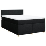 Cumpara ieftin Pat box spring cu saltea, negru, 140x200 cm, textil