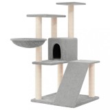 Cumpara ieftin Ansamblu pisici, stalpi din funie sisal, gri deschis, 94 cm