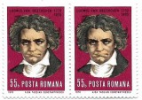 Romania (354) - 200 de ani de la nasterea lui Ludwig van Beethoven, 1970 - neobliterata, bloc de 2, Muzica, Nestampilat