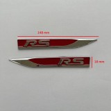 Set 2 Ornamente Aripa RS Rosu, Metal, 148x18mm, Embleme Auto Universale, Prindere Banda Dubla Adeziva
