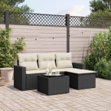 Cumpara ieftin Gossi set mobilier de gradina cu perne, 5 piese, negru, poliratan