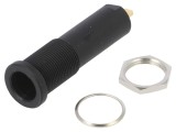 Soclu banană negru aurit 4mm 16A 6000V pe panou
