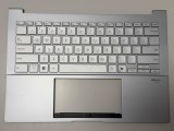 Carcasa superioara cu tastatura palmrest Laptop, Asus, ZenBook 14 UX3405C, UX3405CA, 90NB14W2-R31US1, FBUJI019010, 33UJITAJN90, Silver, layout US