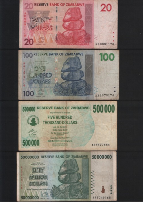 Set 4 bancnote Zimbabwe #12