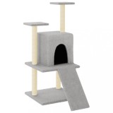 Cumpara ieftin Ansamblu pisici, stalpi din funie sisal, gri deschis, 110 cm