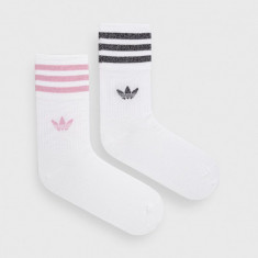 adidas Originals șosete (2-pack) femei, culoarea alb HK0301