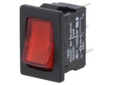 Comutator Rocker ON-OFF 10A 250V Roșu LED IP40