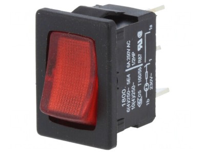 Comutator Rocker ON-OFF 10A 250V Roșu LED IP40 foto