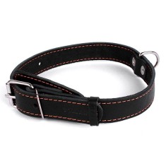 Zgarda de piele pentru caini - 48- 63cm, 35mm - negru foto