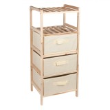Etajera baie cu sertare, 5 nivele, lemn MDF, 32x26x76cm, bej. Raft depozitare cosmetice, prosoape. Organizator multifunctional
