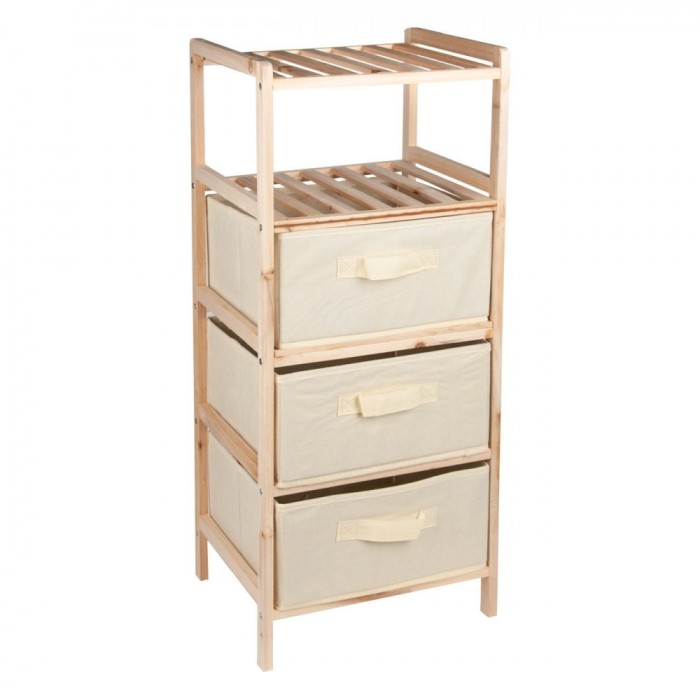 Etajeră cu Sertare, 5 Nivele, Lemn MDF, 32x26x76cm, Bej