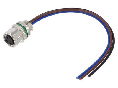 Conector M8 mamă 3 pini drept pentru montare pe panou 3A foto
