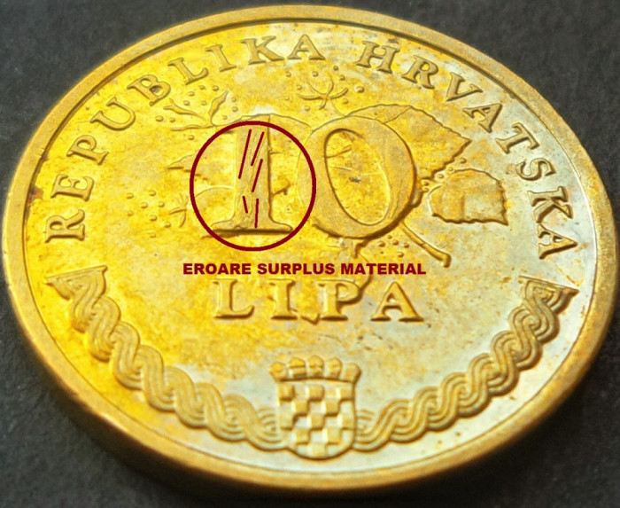 Moneda 10 LIPA - CROATIA, anul 2005 *cod 1756 A - PATINA + EROARE SURPLUS