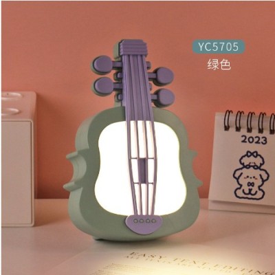 Lampa de Veghe, Flippy, cu Protectie pentru Ochi, Model Violina, Lumina Calda, Verde/ Mov foto