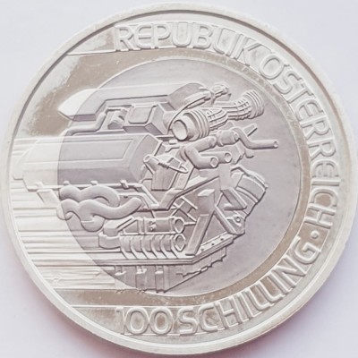 459 Austria 100 Schilling 2001 Transportation km 3073 titan si argint foto