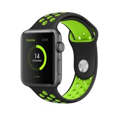 Curea sport Edman silicona pentru Apple Watch Ultra/SE/9/8/7/6/5/4/3/2/1, 42/44/45/49 mm, marimea L, Negru/Verde