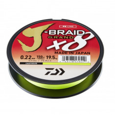 Fir Textil Daiwa J-Braid Grand X8, Culoare Chartreuse, 135m,Variante Fire 0.18 mm