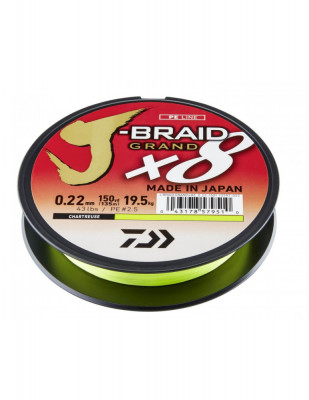 Fir Textil Daiwa J-Braid Grand X8, Culoare Chartreuse, 135m,Variante Fire 0.10 mm foto