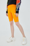 Adidas Originals pantaloni scurți Adicolor HF7483 femei, culoarea portocaliu, cu imprimeu, high waist HF7483-BORANG