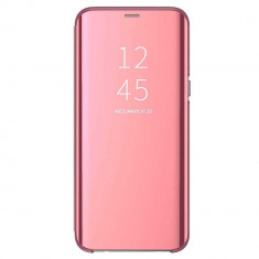 Husa Flip Mirror Samsung Galaxy A40 2019 Roz Rose Gold Clear View Oglinda foto